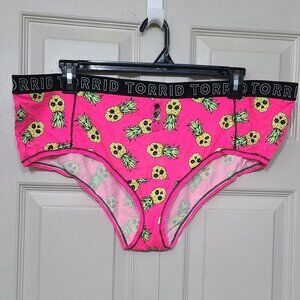 🆕️ Torrid Pineapple Skulls Tropical Coral Neon Pink Cotton Cheeky Logo Panty